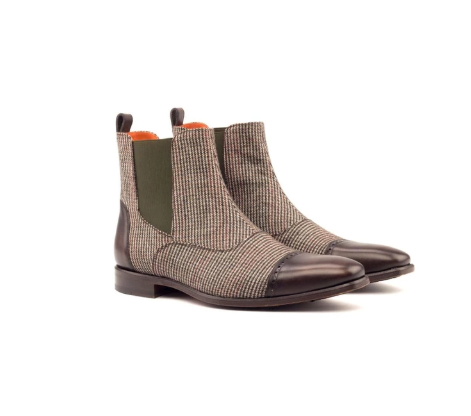 Mix And Match Style Chelsea Boots Plaid STyle High-Quality Materials With High Quality Genuine Leather Chelsea Boots D317
