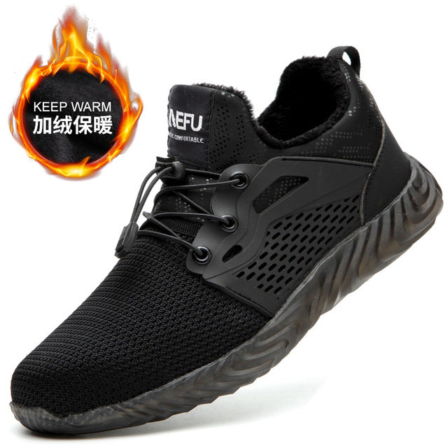 Hohner Security Indestructible Shoes for Men Safety Boots Shoes Winter Work Fur Warm Men Boots Steel Toe Cap Size Plus 35-48