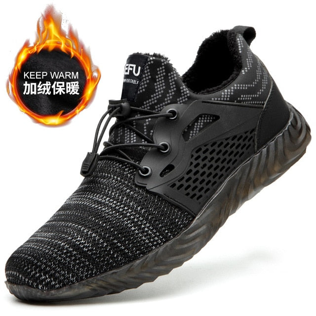 Hohner Security Indestructible Shoes for Men Safety Boots Shoes Winter Work Fur Warm Men Boots Steel Toe Cap Size Plus 35-48