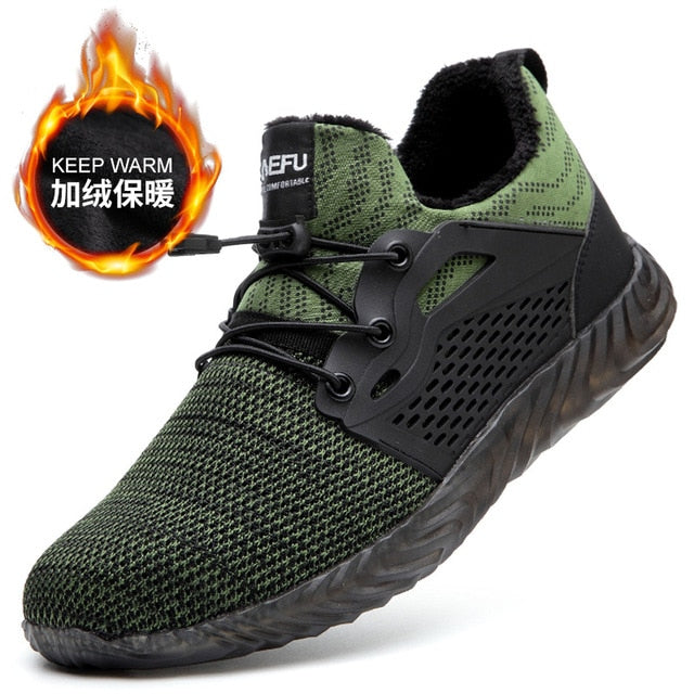 Hohner Security Indestructible Shoes for Men Safety Boots Shoes Winter Work Fur Warm Men Boots Steel Toe Cap Size Plus 35-48
