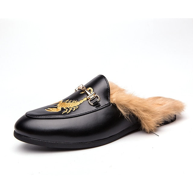 Heel-less men's shoes, baotou slippers, fashion shoes, embroidered men's shoes, winter shoes, warm men's shoes, novelty shoes, s