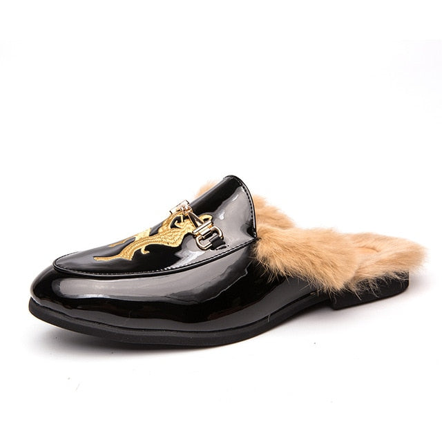 Heel-less men's shoes, baotou slippers, fashion shoes, embroidered men's shoes, winter shoes, warm men's shoes, novelty shoes, s